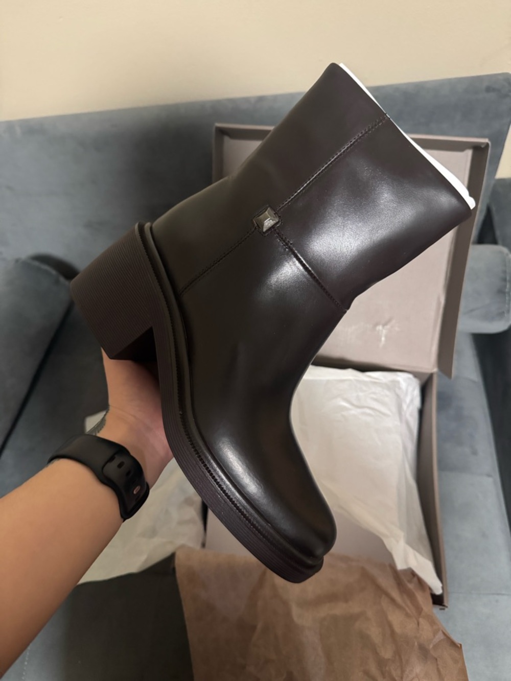 Franco Sarto Kyra Dark Brown Women's Block Heel Ankle Boots